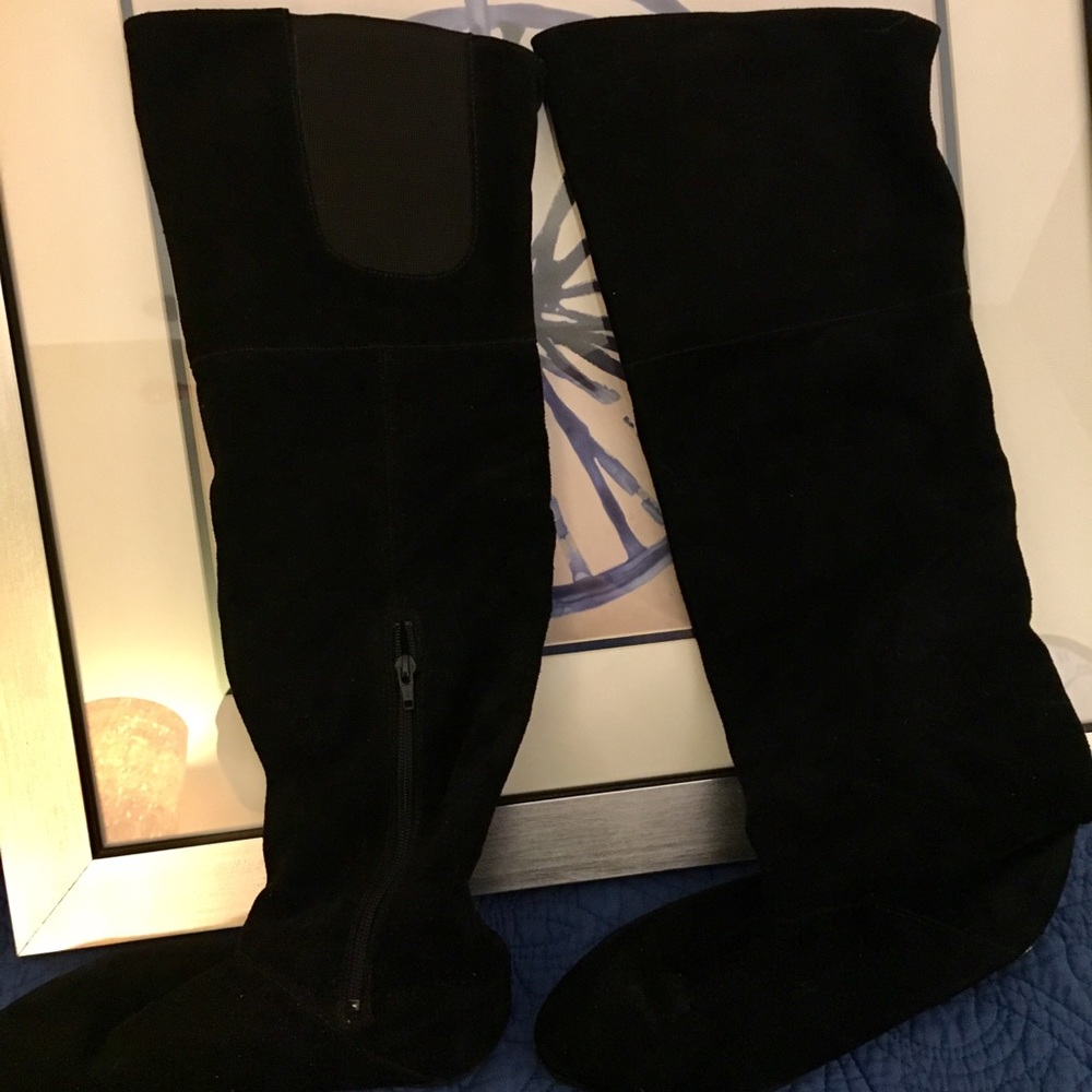 Over the knee suede boots